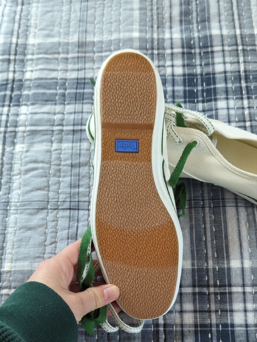 STAUD + Keds Cream Canvas Low-Top Sneakers with Green Trim - Picture 4 of 4